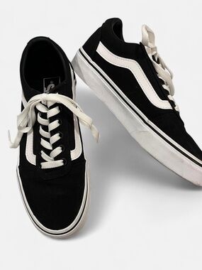 Vans Black and White Low-Top Skate Shoes